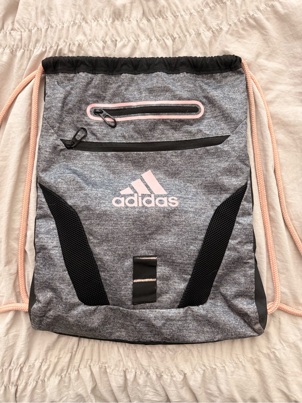 Adidas Gray & Light Pink Drawstring Gym Sack